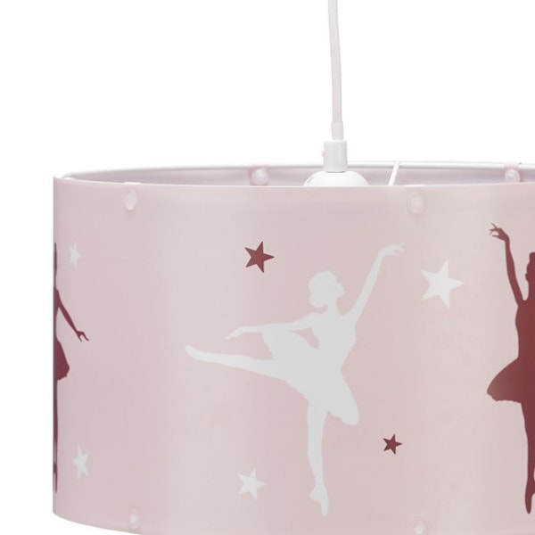 Relaxdays Star Dancer Girl Ballerina Taklampa, Mobil Star Mönster Taklampa för barnrum, Rosa ros, mörkröd, vit
