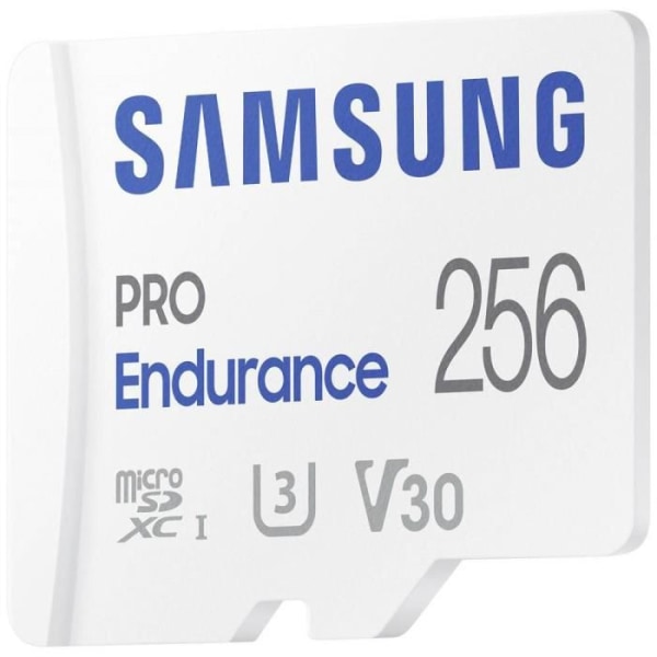 Samsung PRO Endurance 256 GB microSDXC-kort klass 10, UHS-klass 3, v30 Video Speed Class 4K-videokompatibilitet, med