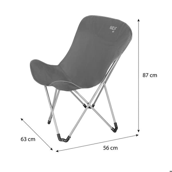 Fällbar campingstol - NILS CAMP - NC3051 - Grå - 600D Oxford - Stöder upp till 110 kg - Fällbar - 2,35 kg Grå