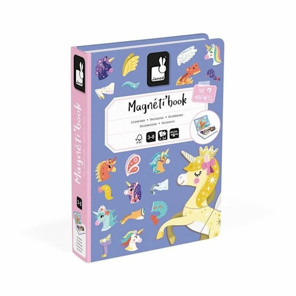 Magnéti'Book Unicorns - Magnetiskt utbildningsspel 44 magneter + 10 modeller - Barnleksak i FSC-kartong - Från 3 år Färgad