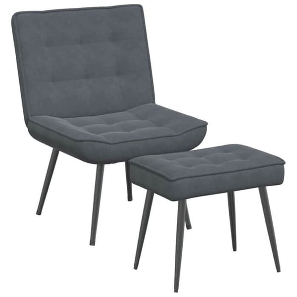 Relaxstol med pall Mörkgrå sammet