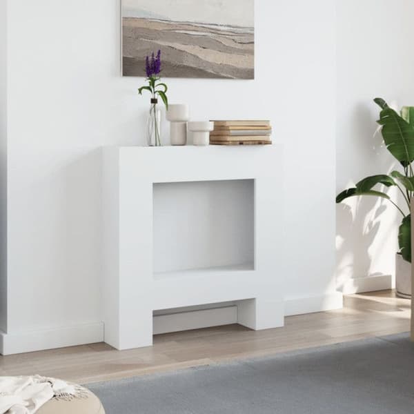 Vit eldstadsram 81x18x82 cm ingenjörsträ Vit