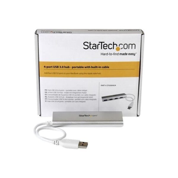 HUB - STARTECH.COM - ST43004UA - Kompakt aluminium 4-portars USB 3.0-nav med integrerad kabel