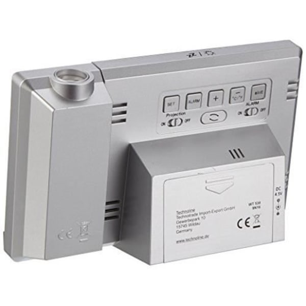 Väckarklocka med projektor - Technoline - WT 538 - Beröringssensor - Radiostyrd - Silver-Antracit Argent-Antracit