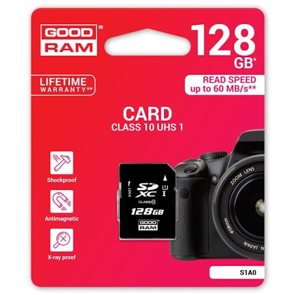 NPC | SDHC SDXC 128GB minneskort Goodram S1A0 class 10 0,000000