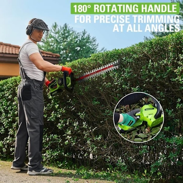 Batteridriven Häcksax - Greenworks - G24HT56 - 56 cm Klinge - Klipper upp till 25,4 mm - Lätt 2,5 kg