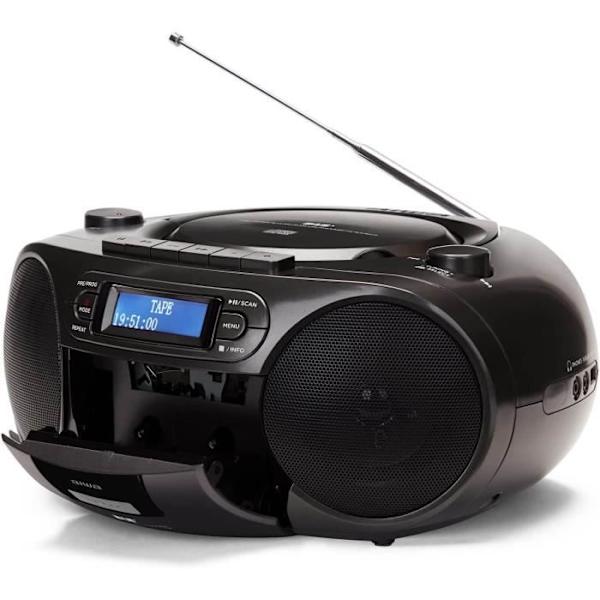 Aiwa BBTC-660DAB/BK Svart Bärbar Hi-Fi-radio med CD, kastdäck, Bluetooth, DAB+, USB svart