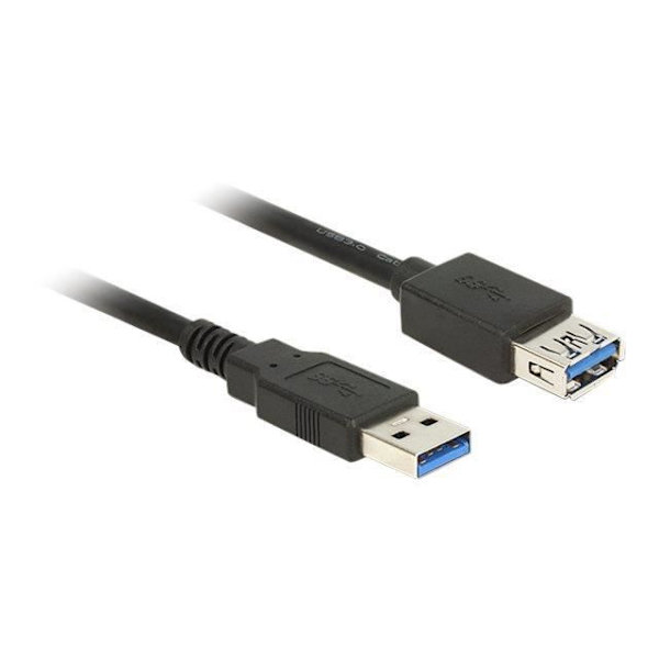 DELOCK USB-kabelförlängning - USB Typ A (M) till USB Typ A (F) - 1m - Svart