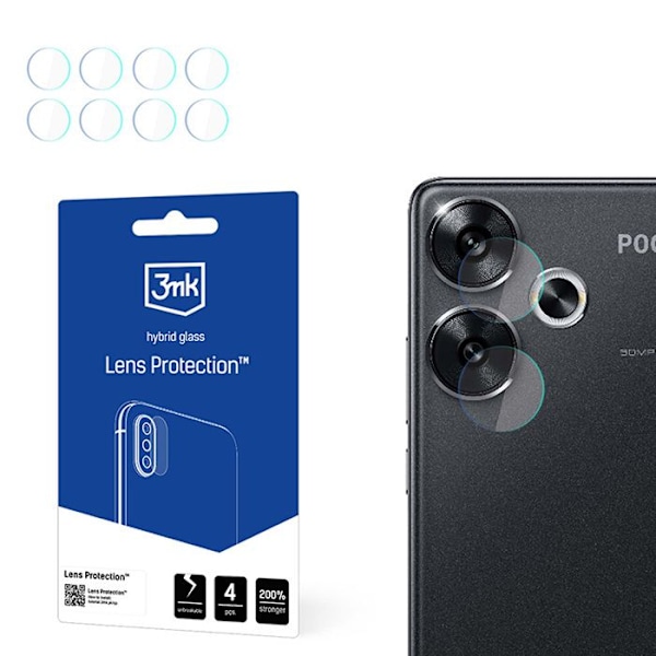 Objektivglas - 3mk - POCO F6 - Okrossbart - Skydd 6H - 4 spel