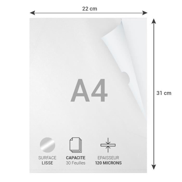 Transparenta myntfickor A4 - Waytex - 931299 - 120 mikron - Paket med 50 - Släta Transparent