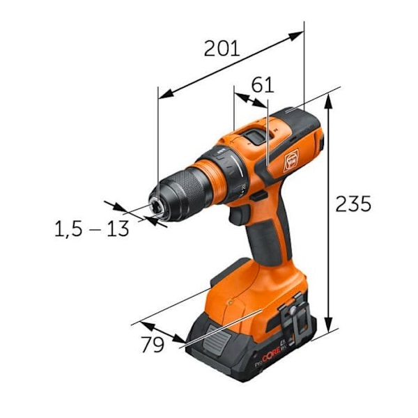 Trådlös borrskruvdragare - Fein - ASCM 18 QSW - 18 V - 4 växlar - QuickIN
