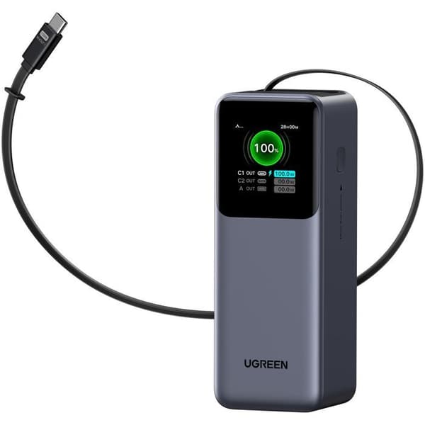 Extern batteri - UGREEN - 165W - USB-A och USB-C - Dragbar - Svart