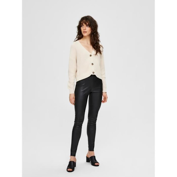 Läderleggings - Selected - Sylvia - Svart - 100% läder - Storlek 36 Svart 40