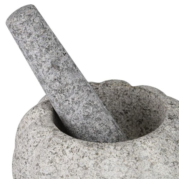 Relaxdays Mortel med stöt, granit, robust, hållbar, för dina örter och kryddor, H x D: 10 x 15,5 cm, grå grå