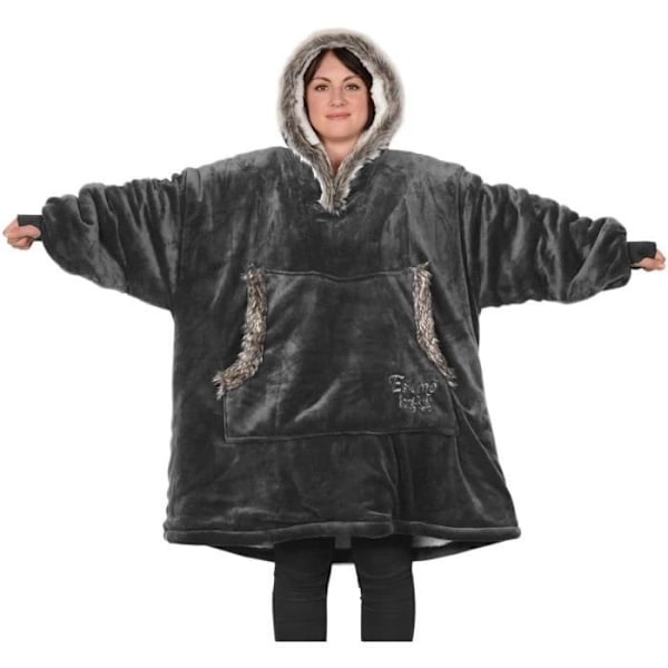 Snug Matta Rosa Eskimo Oversized Huvfilt Mjukt och varmt Sherpa Fleecetyg One Size och Unisex Grå Grå XL