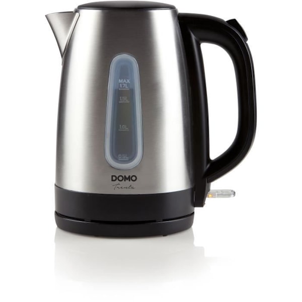Vattenkokare i rostfritt stål - DOMO - DO496WK - 2200 W - 1,7 L - 360° bas - Grå Grå och svart