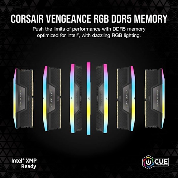 Corsair Vengeance RGB DDR5 64 GB (4 x 16 GB) 6400 MHz CL32 Quad Channel Kit - Svart - RGB DDR5 RAM PC5-51200