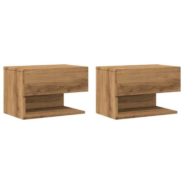 vidaXL Väggmonterade sängbord 2 st hantverksmässig ek 856823