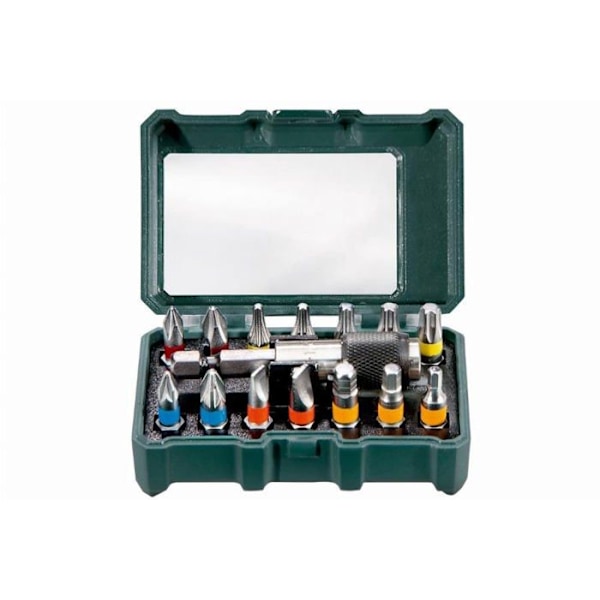 METABO tillbehörslåda - 15 stycken - 14 S2 bitar - L 25 mm med färgkod och magnetadapter Grå