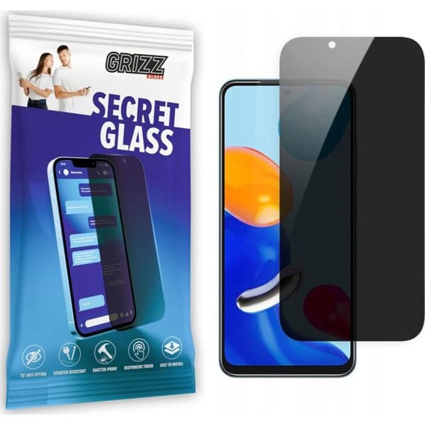 Skyddsglas - GRIZZGLASS - Redmi Note 11 - Integritetsglas - Svart - Antispionage