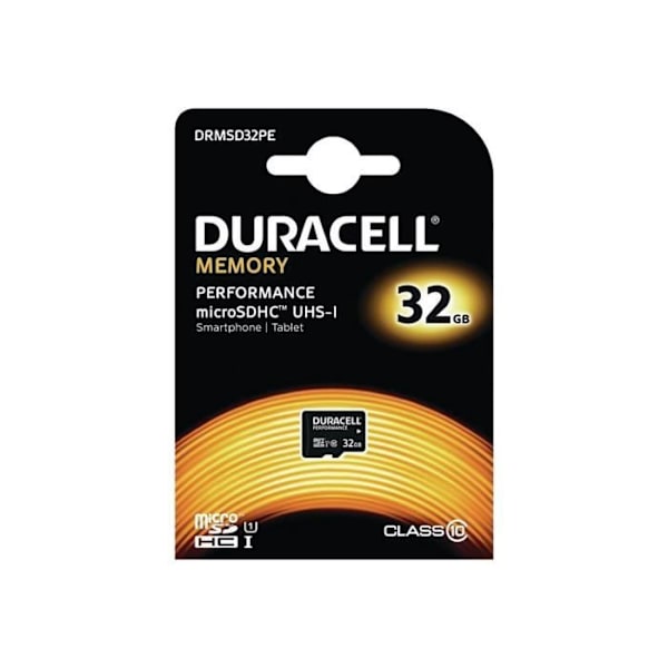 Duracell 32GB UHS-I U1 - Class10 microSDHC UHS-I Flash-minneskort (microSDHC SD-adapter ingår)