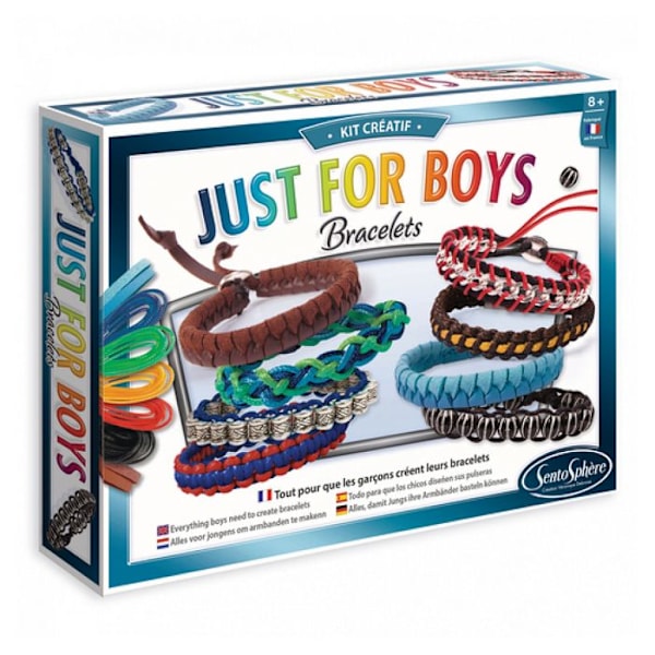 Just For Boys SENTOSPHERE Armband Box - Smycken för pojkar i läder och åldrade silverpärlor Flerfärgad