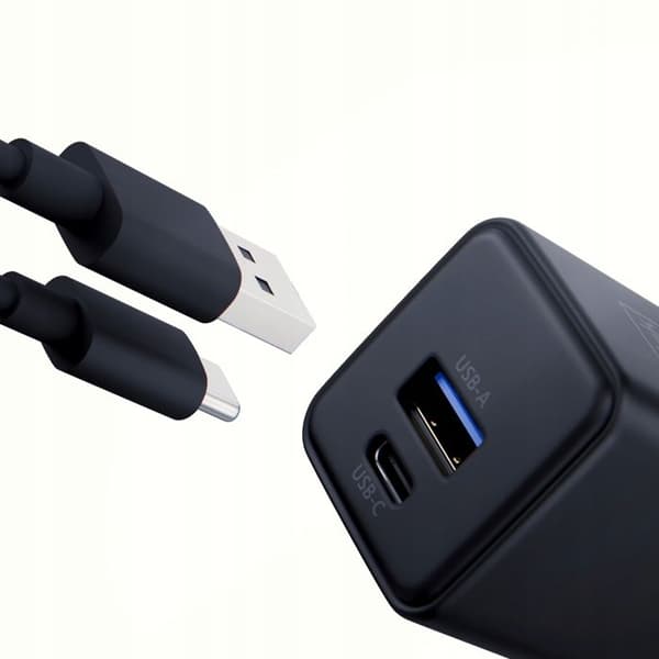 Laddare 3mk Hyper GaN 20 W QC4+ PD PPS USB-C USB-A Svart