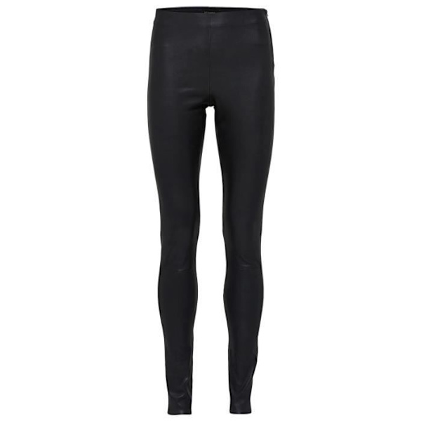 Läderleggings - Selected - Sylvia - Svart - 100% läder - Storlek 36 Svart 40