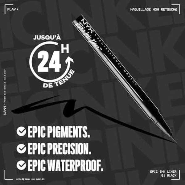 NYX Professional Makeup Eyeliner Feutre Epic Ink Liner, Paket med 2, Nyans Svart 01 Svart