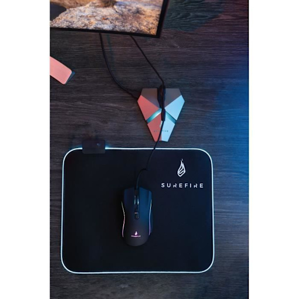 Bungee för mus - SureFire - AXIS - 3 portar USB 3.2 - Micro SD-läsare - RGB-bakgrundsbelysning Svart