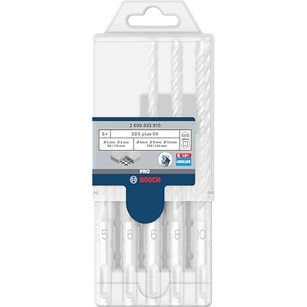 Borrset - BOSCH - SDS-plus 5X - 5 delar - Kvalitetsmaterial - För betong