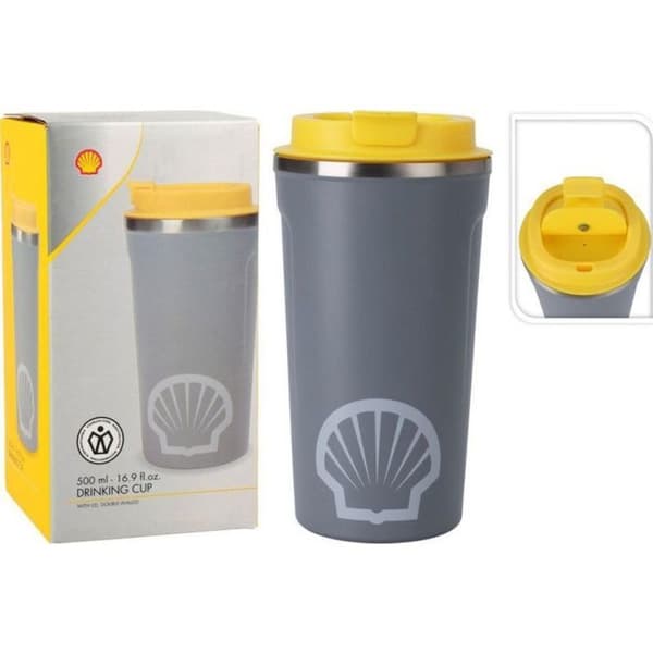 Muggtermos 500 ml Koopman Mazagran SHELL - isolerad resebägare grå/gul Grå