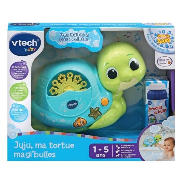 VTECH JUJU MA TURTLE MAGI BULLES musikalisk sköldpadda för spädbarn från 1 till 5 år gamla