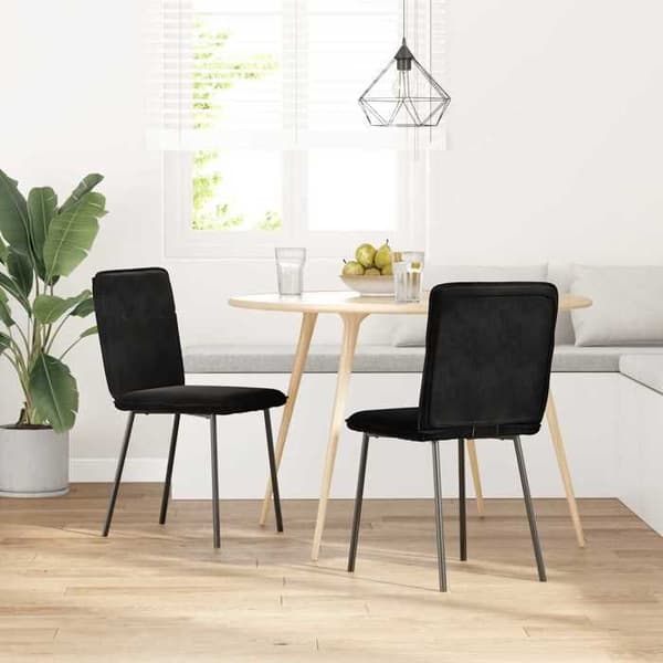 vidaXL Matstolar set om 2 Svart Sammet, middagsstol, köksstol, extrasoffa, stol, stol 4101215