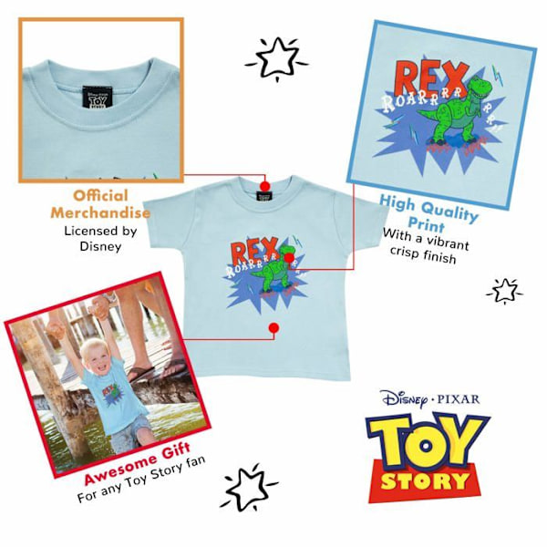 Popgear T-shirt - TOY90003BTS13 - Disney Toy Story Buzz and Woody T-shirt, Girls, 98-134, Merce Ufficialee Himmelblau Fyra år