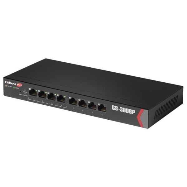 Edimax GS-3008P, Managed, Gigabit Ethernet (10-100-1000), Full duplex, Ethernet-anslutning