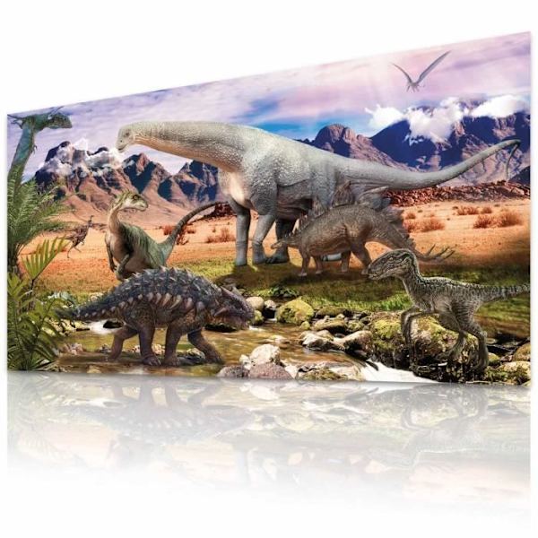 Affisch Dinosaurie - DINO - Stäpplandskap - 91 x 45 cm - Barnrum dekoration Flerfärgad
