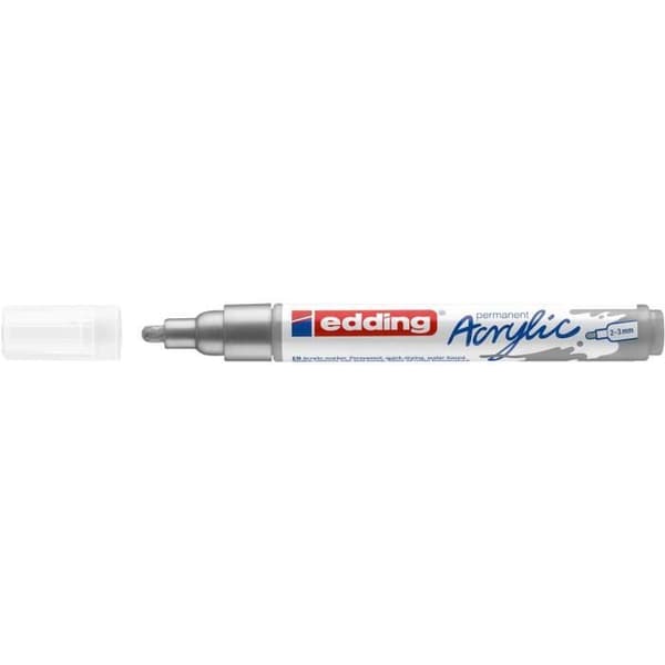 Acrylmarkörer - EDDING - 5100 Silver - Medium spets 2-3 mm - Paket med 10 Pengar