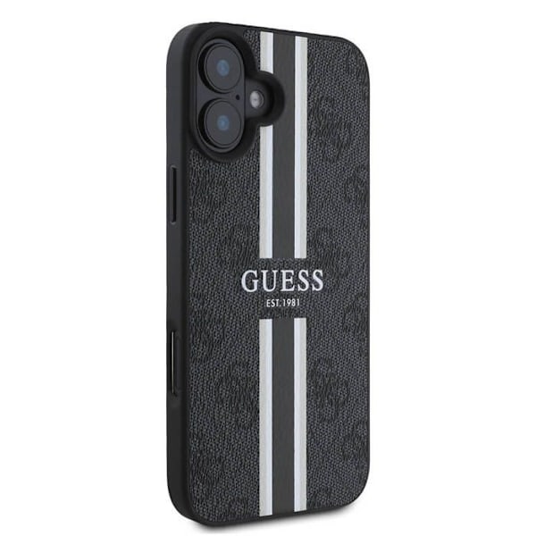 Skydd för iPhone 16 Plus - Guess Hardcase 4G Med Tryckta Randig MagSafe (GUHMP16MP4RPSK) - Svart