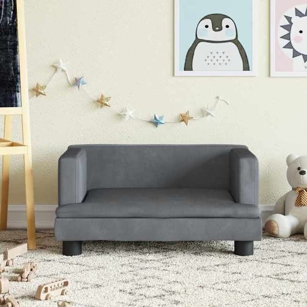 vidaXL Barnsoffa Mörkgrå 60x40x30 cm Sammet 3196319