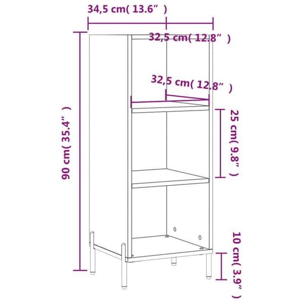 vidaXL Skänk blank vit 34,5x32,5x90 cm Konstruerat trä 828742
