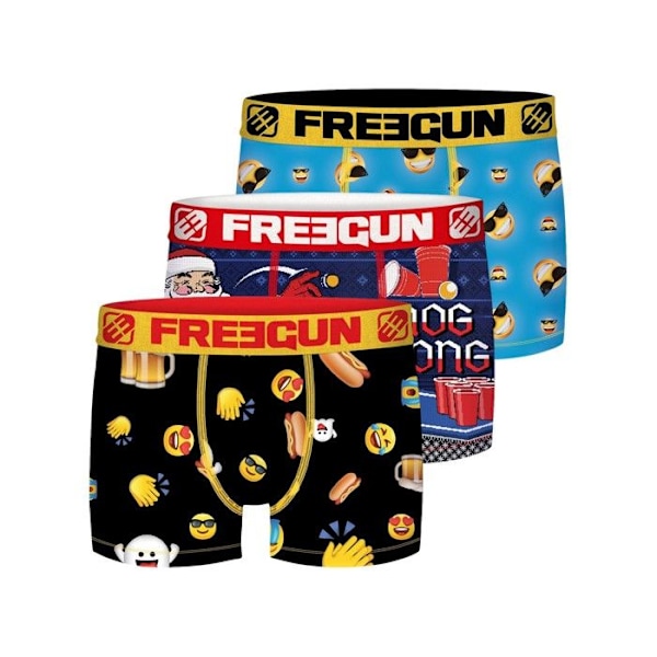 FREEGUN överraskningspaket med herrboxers, herrtrosor, design och färg vald slumpmässigt (Pack of 3) - Flerfärgad M