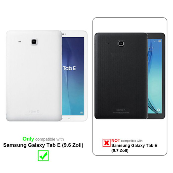 Fodral för Samsung Galaxy Tab E (9,6 tum) Täckt i SVART SATIN Fodral Tablettskydd Plånbok Wallet Svart