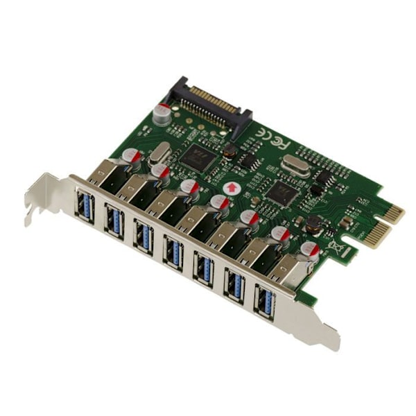 PCI EXPRESS PCIe till USB 3.0 Controller Card 7 horisontella USB3 A-portar med Via VLI VL805 Chipset