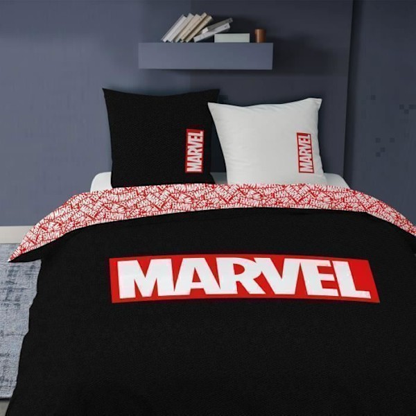 Bäddset - MARVEL HOME IDENTITY - Tryckt - 100% bomull - Svart Svart