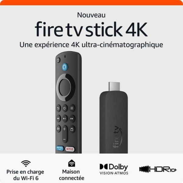 Ny Amazon Fire TV Stick 4K Ultra HD | Streamingenhet med Wi-Fi 6-stöd - Dolby Vision/Atmos och HDR10+