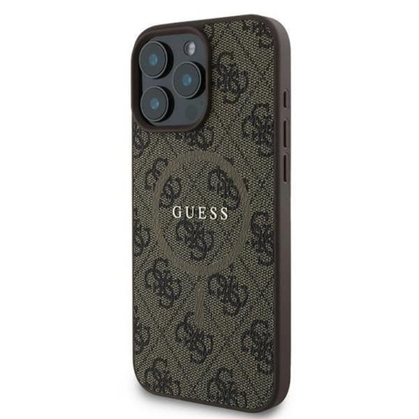 Coque Guess 4G Ring Classic Logo MagSafe för iPhone 16 Pro (brun)