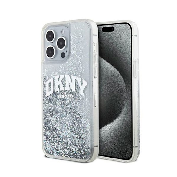 DKNY Liquid Glitter Big Logo - Fodral för iPhone 15 Pro (Vit)
