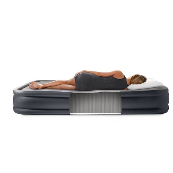 Intex luftmadrass - 1 person - 100 x 190 cm Färg: Grå / mörkgrå kant