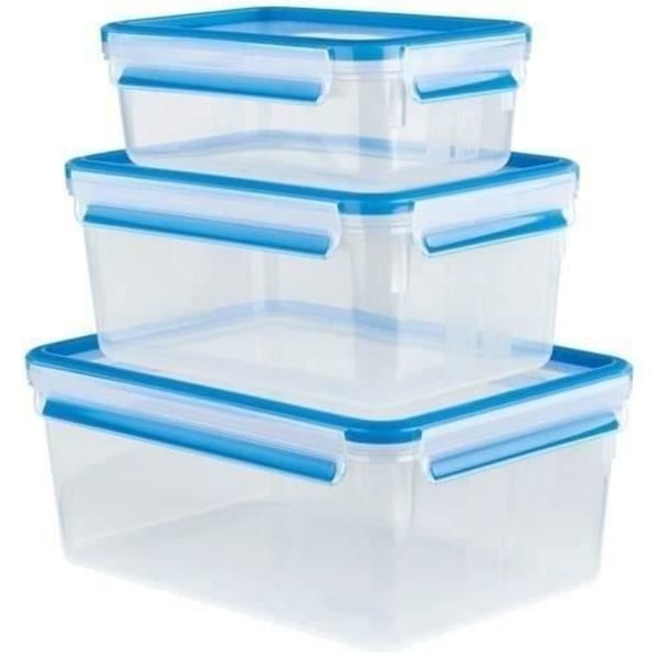 EMSA Set med 3 Clip&Close 3D-matbehållare - 1/2,3/3,7 L - Plast Transparent